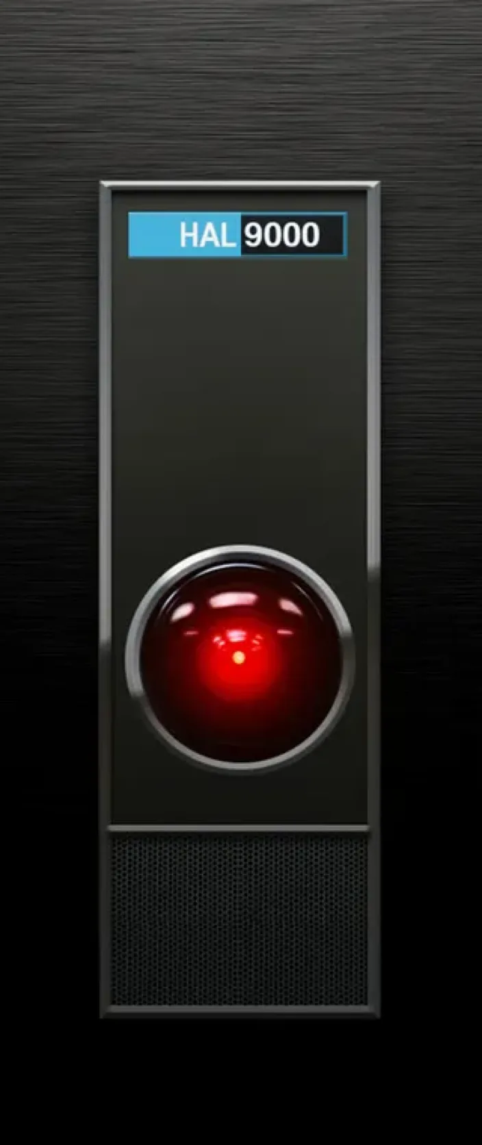 HAL 9000 faceplate with glowing red eye